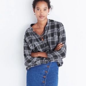 Madewell Terrace Lace-Up Shirt in Owens Plaid